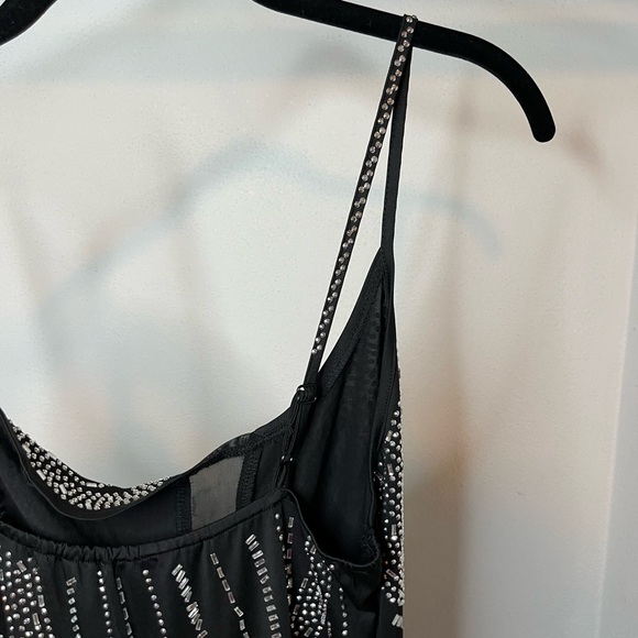 Elegant Black Sheer Beaded Dress - Extra Large Stretch Cocktail Party Dress XL - Picture 7 of 11